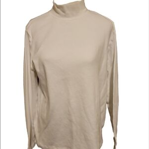 Karen Scott White Mandarin Collar long Sleeve Top